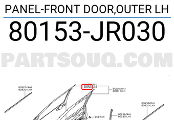 Nissan 80153JR030 PANEL-FRONT DOOR,OUTER LH
