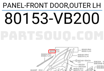 Nissan 80153VB200 PANEL-FRONT DOOR,OUTER LH