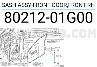 Nissan 8021201G00 SASH ASSY-FRONT DOOR,FRONT RH