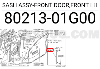 Nissan 8021301G00 SASH ASSY-FRONT DOOR,FRONT LH