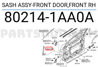 Nissan 802141AA0A SASH ASSY-FRONT DOOR,FRONT RH