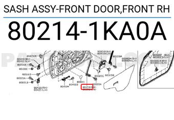 Nissan 802141KA0A SASH ASSY-FRONT DOOR,FRONT RH