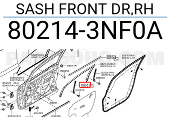 Nissan 802143NF0A SASH FRONT DR,RH