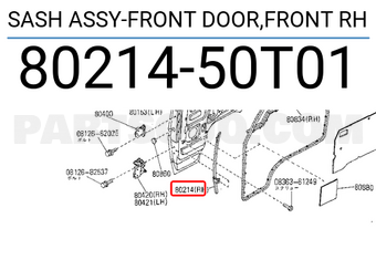 Nissan 8021450T01 SASH ASSY-FRONT DOOR,FRONT RH