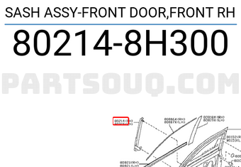 Nissan 802148H300 SASH ASSY-FRONT DOOR,FRONT RH