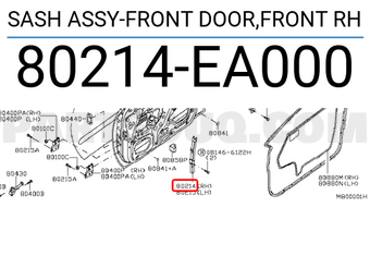 Nissan 80214EA000 SASH ASSY-FRONT DOOR,FRONT RH