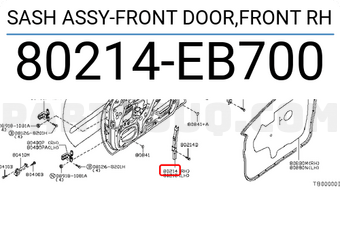 Nissan 80214EB700 SASH ASSY-FRONT DOOR,FRONT RH