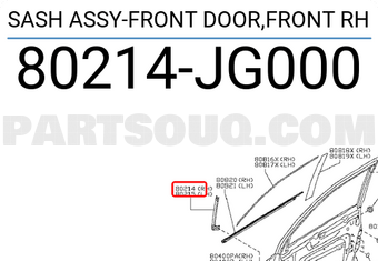 Nissan 80214JG000 SASH ASSY-FRONT DOOR,FRONT RH