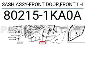 Nissan 802151KA0A SASH ASSY-FRONT DOOR,FRONT LH