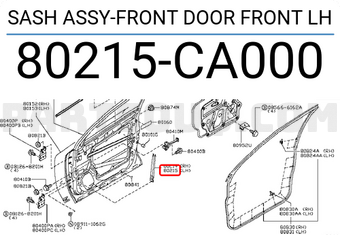 Nissan 80215CA000 SASH ASSY-FRONT DOOR FRONT LH