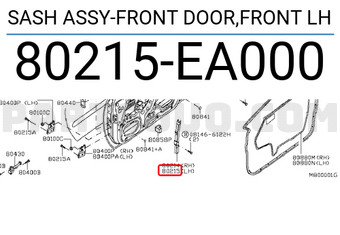 Nissan 80215EA000 SASH ASSY-FRONT DOOR,FRONT LH