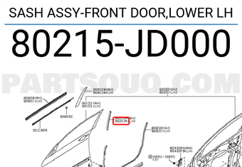 Nissan 80215JD000 SASH ASSY-FRONT DOOR,LOWER LH