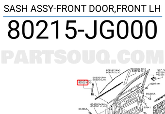 Nissan 80215JG000 SASH ASSY-FRONT DOOR,FRONT LH