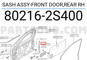 Nissan 802162S400 SASH ASSY-FRONT DOOR,REAR RH