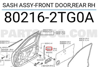 Nissan 802162TG0A SASH ASSY-FRONT DOOR,REAR RH