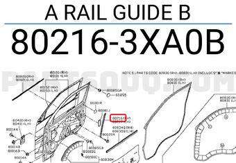 Nissan 802163XA0B A RAIL GUIDE B