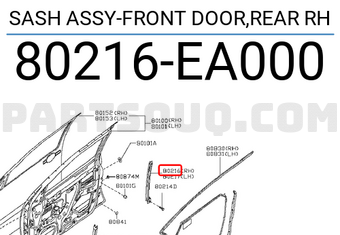 Nissan 80216EA000 SASH ASSY-FRONT DOOR,REAR RH