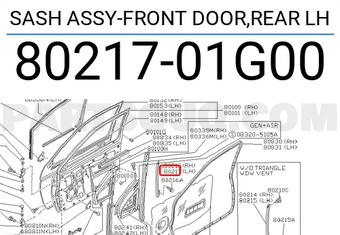 Nissan 8021701G00 SASH ASSY-FRONT DOOR,REAR LH