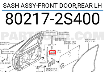 Nissan 802172S400 SASH ASSY-FRONT DOOR,REAR LH