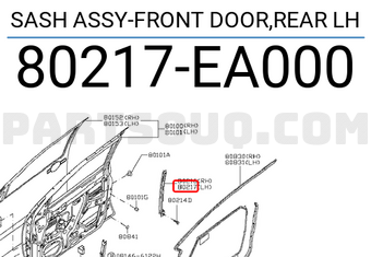 Nissan 80217EA000 SASH ASSY-FRONT DOOR,REAR LH