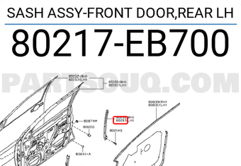 Nissan 80217EB700 SASH ASSY-FRONT DOOR,REAR LH