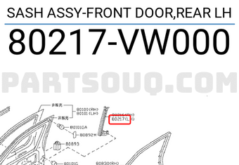 Nissan 80217VW000 SASH ASSY-FRONT DOOR,REAR LH