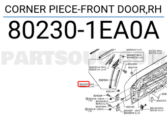 Nissan 802301EA0A CORNER PIECE-FRONT DOOR,RH