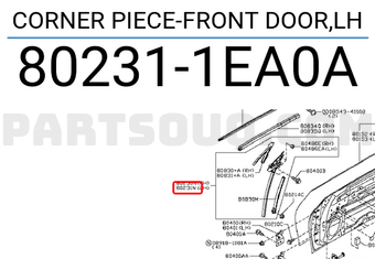 Nissan 802311EA0A CORNER PIECE-FRONT DOOR,LH