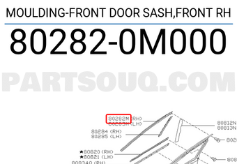 Nissan 802820M000 MOULDING-FRONT DOOR SASH,FRONT RH