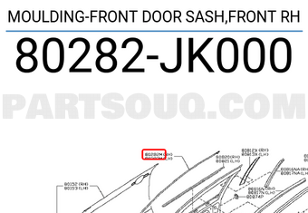 Nissan 80282JK000 MOULDING-FRONT DOOR SASH,FRONT RH