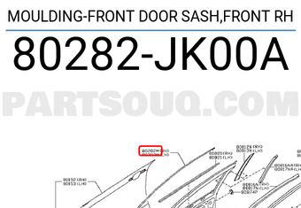 Nissan 80282JK00A MOULDING-FRONT DOOR SASH,FRONT RH