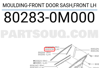 Nissan 802830M000 MOULDING-FRONT DOOR SASH,FRONT LH