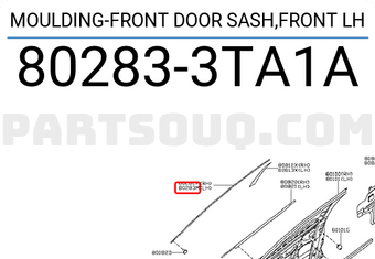 Nissan 802833TA1A MOULDING-FRONT DOOR SASH,FRONT LH
