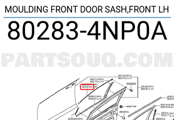 Nissan 802834NP0A MOULDING FRONT DOOR SASH,FRONT LH
