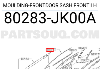 Nissan 80283JK00A MOULDING-FRONTDOOR SASH FRONT LH