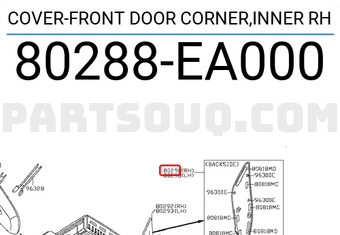 Nissan 80288EA000 COVER-FRONT DOOR CORNER,INNER RH