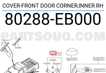 Nissan 80288EB000 COVER-FRONT DOOR CORNER,INNER RH