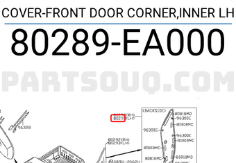 Nissan 80289EA000 COVER-FRONT DOOR CORNER,INNER LH