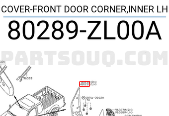 Nissan 80289ZL00A COVER-FRONT DOOR CORNER,INNER LH