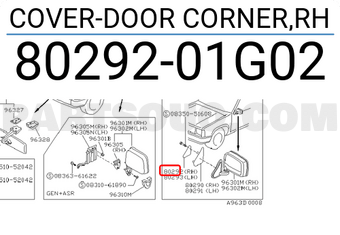 Nissan 8029201G02 COVER-DOOR CORNER,RH