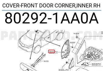 Nissan 802921AA0A COVER-FRONT DOOR CORNER,INNER RH