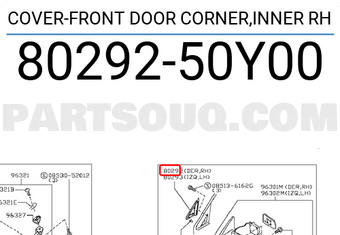 Nissan 8029250Y00 COVER-FRONT DOOR CORNER,INNER RH