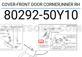 Nissan 8029250Y10 COVER-FRONT DOOR CORNER,INNER RH
