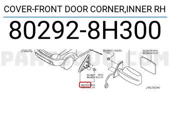 Nissan 802928H300 COVER-FRONT DOOR CORNER,INNER RH