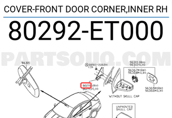 Nissan 80292ET000 COVER-FRONT DOOR CORNER,INNER RH