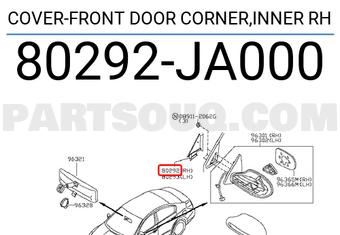 Nissan 80292JA000 COVER-FRONT DOOR CORNER,INNER RH