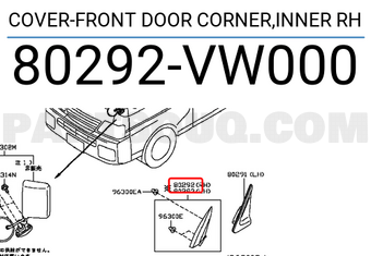 Nissan 80292VW000 COVER-FRONT DOOR CORNER,INNER RH