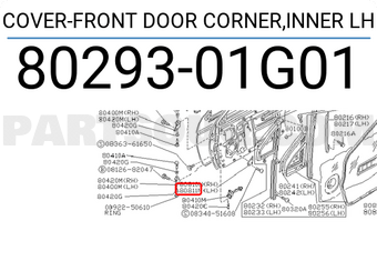 Nissan 8029301G01 COVER-FRONT DOOR CORNER,INNER LH