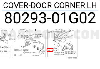 Nissan 8029301G02 COVER-DOOR CORNER,LH