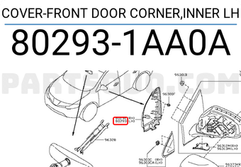 Nissan 802931AA0A COVER-FRONT DOOR CORNER,INNER LH